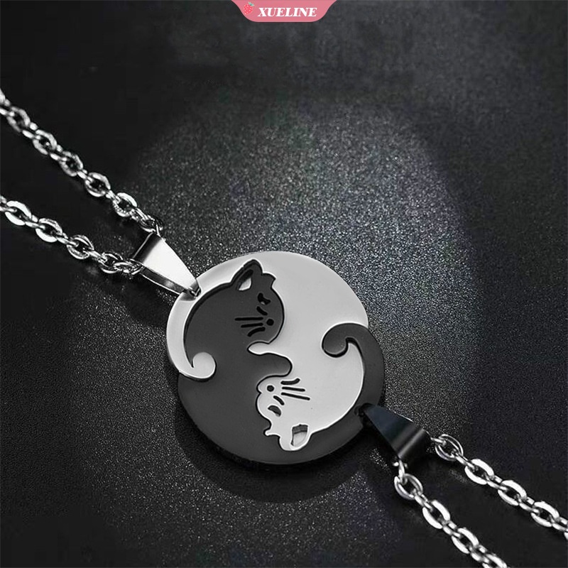 Fashion Pecinta Kucing Mencintai Kalung Lucu Aksesoris Hewan Kucing Liontin puzzle Pasangan Kalung Hadiah Cinta [ZXL]