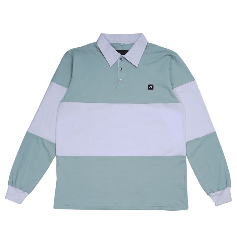 RUGBY POLO SHIRT- Aqua haze&White