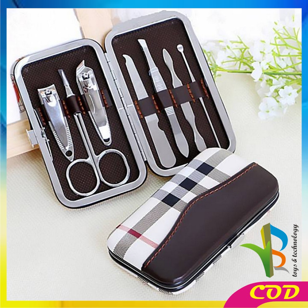 RB-K63 Manicure Pedicure Set 7 in 1 Mini Stainless Stell Gunting Kuku Portable Tools Set Perawatan Kuku Nail Art Menicure Pedicure Set Dengan Dompet