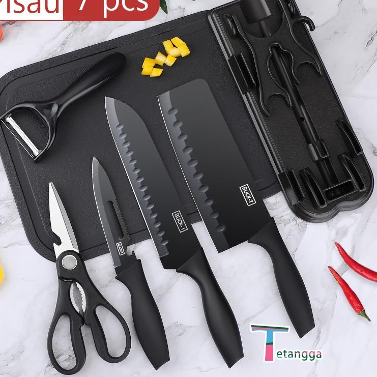 Dapatkan Koin PISAU SET 7 IN 1 TALENAN /Poenscae KITCHEN KNIFE SET / Pisau Dapur Set FREE TALENAN Pisau Keramik