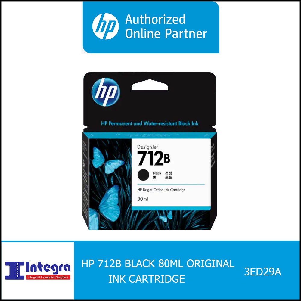 Tinta HP 712B 80ml Black / Hitam for HP DesignJet T210, T230, T250, T630, T650