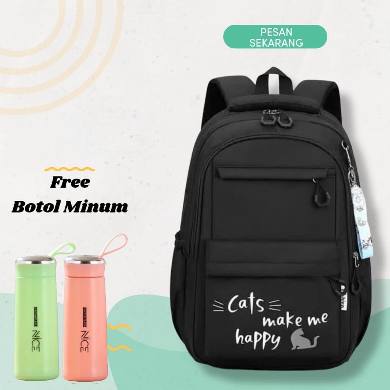 Tas Ransel Sekolah Wanita Tas Ransel Terbaru Cats make Tas Lucu Perempuan