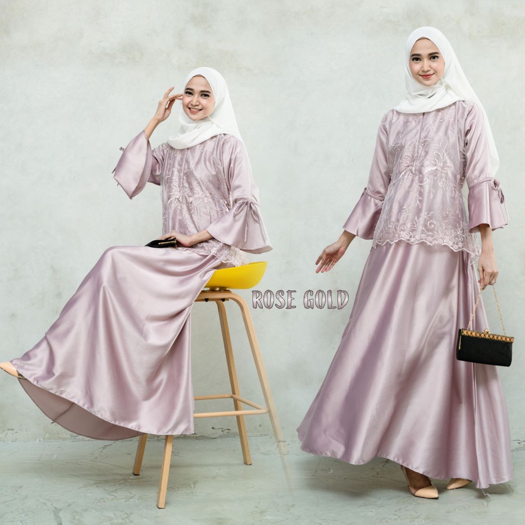 Saroja (581) Gamis Brokat Kekinian Gamis Mayasa | SJ Fashion