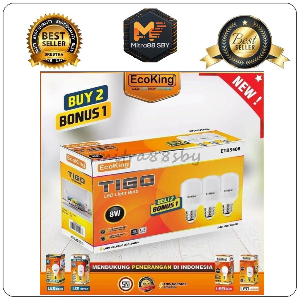 Mitra88sby Lampu LED Murah paket 23 watt 2 gratis 1 ECOKING
