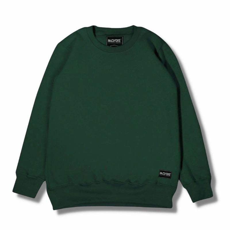 Sweater Crewneck Polos Hijau Botol McVois Pria Wanita Premium Distro