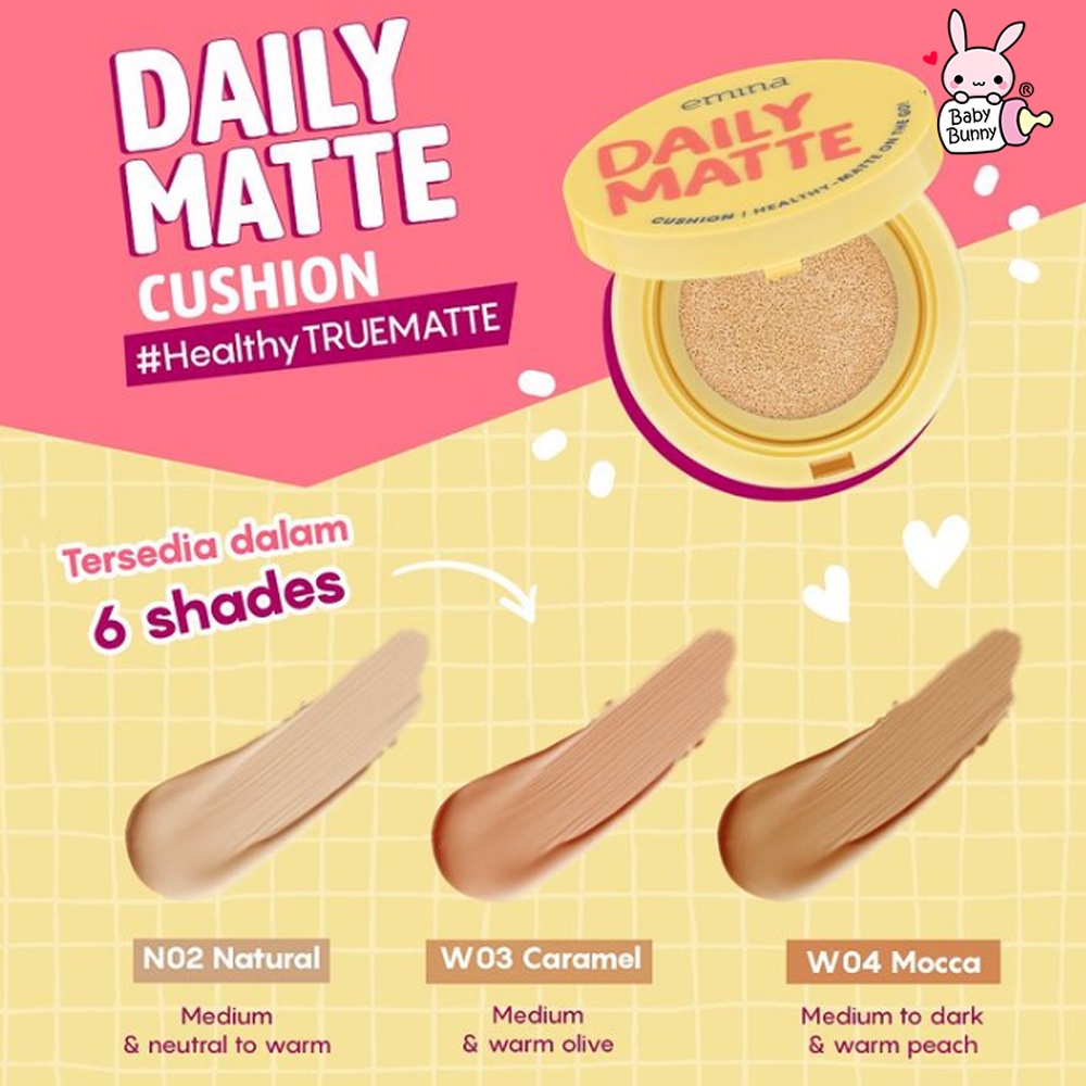 ❤ BELIA ❤ EMINA Daily Matte Cushion 15g | Cushion SPF 25 PA++ | Oil Control Agent | BB Cream | Bedak  | Foundation | BPOM