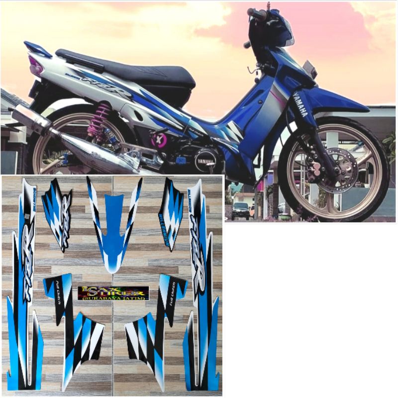 striping original Yamaha F1ZR biru putih millenium tahun 2000