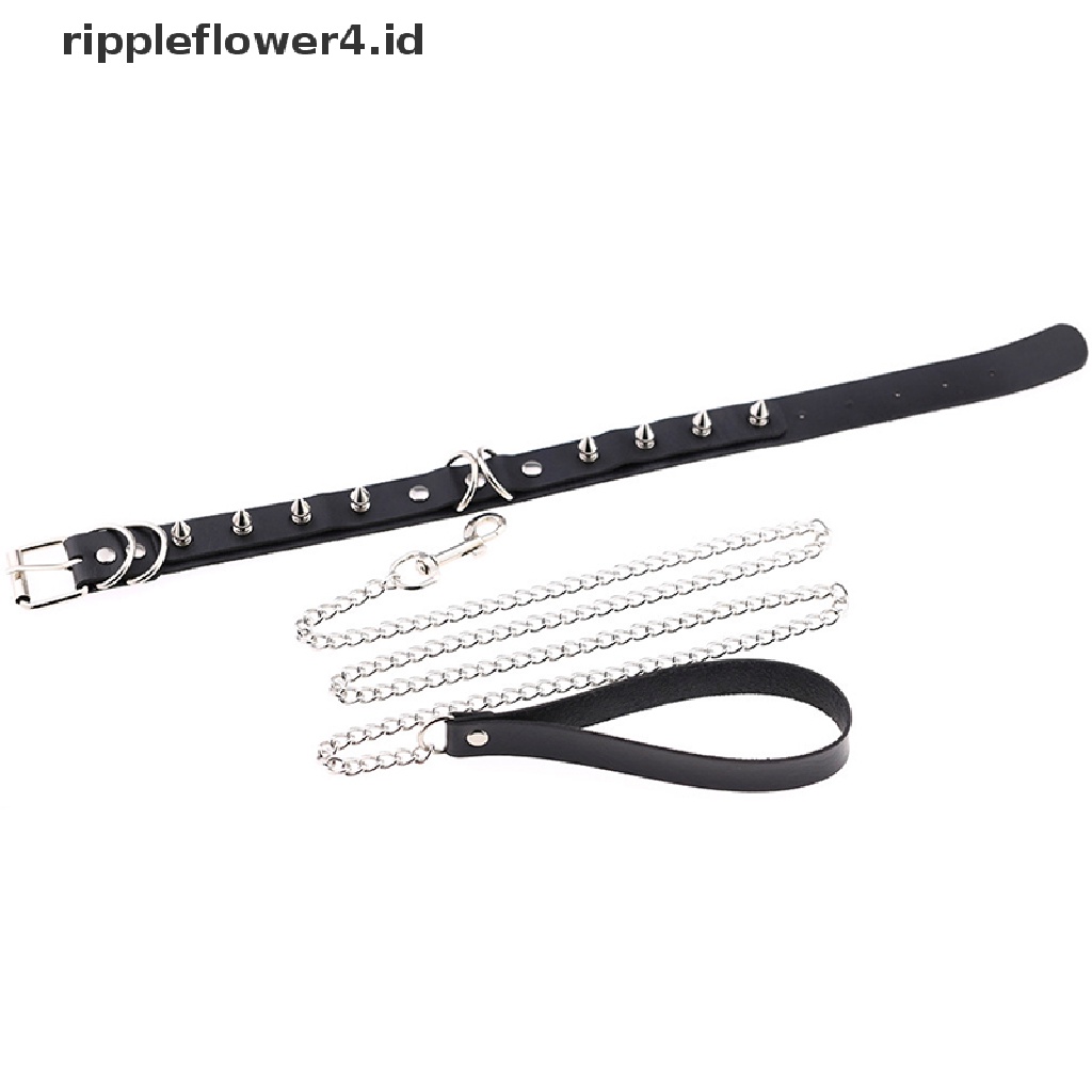 {rippleflower4.id} Punk Lady Gothic Budak Kulit Choker Rantai Spike Rivet Gesper Kerah Kalung~