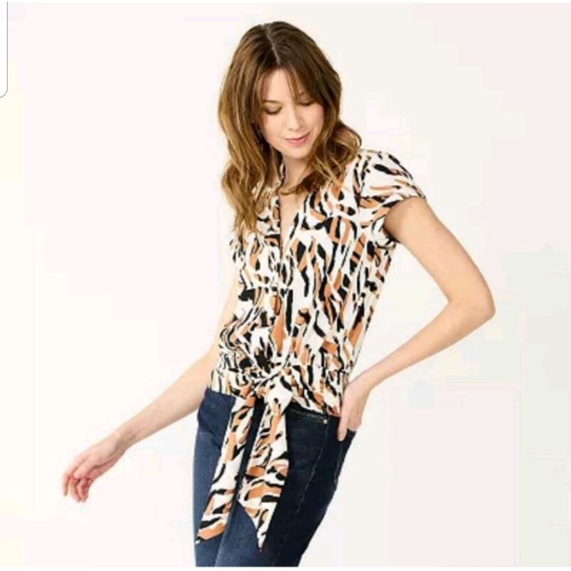 Branded Original Nine West NW Blouse Atasan Top Baju Leopard (Sisa Export)