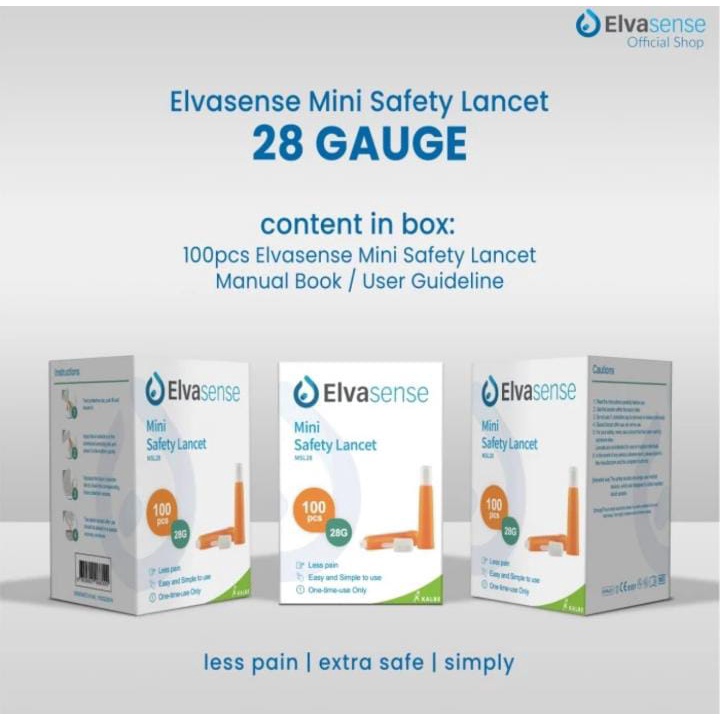 Elvasense Mini Safety Lancet 28G - Blood Lancet Elvasense Jarum Lancet Steril