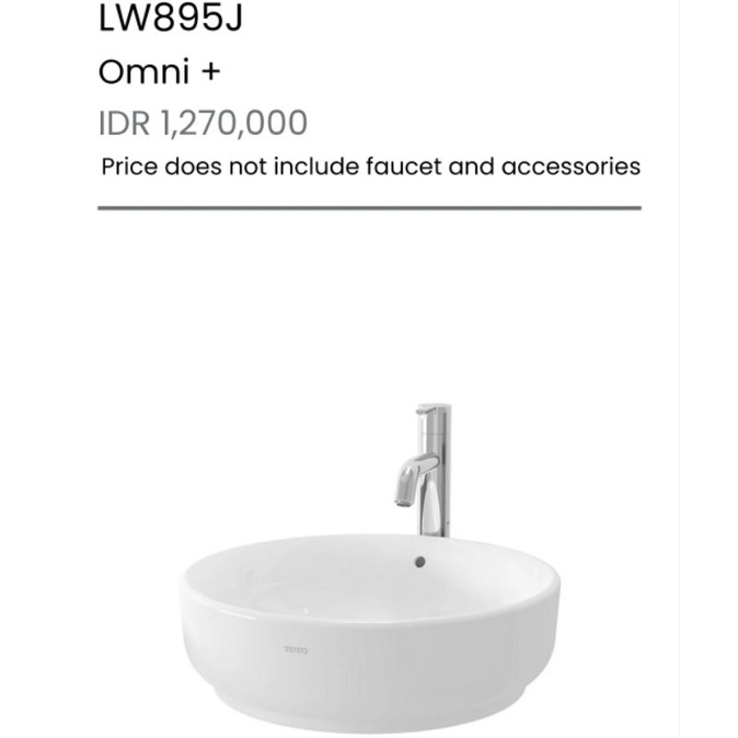 wastafel cuci tangan bulat meja toto LW895J BODY ONLY
