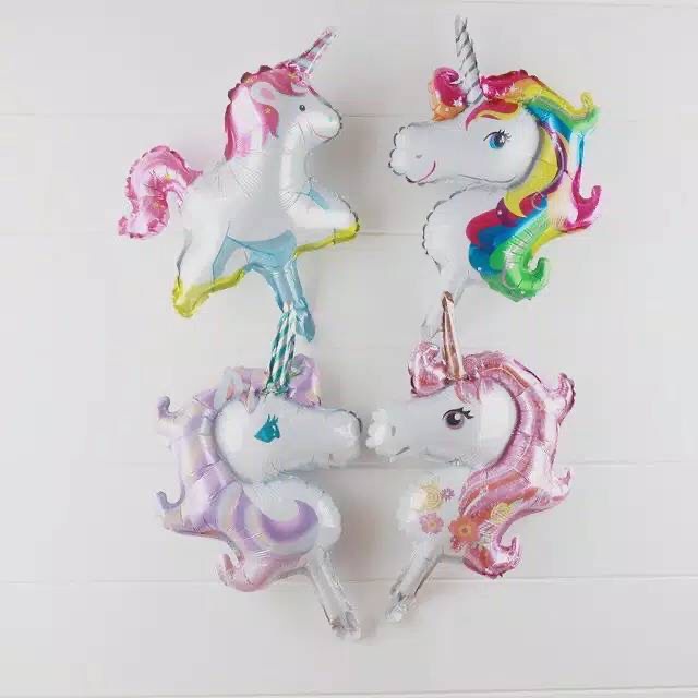 BALON FOIL HEAD UNICORN MINI / BALON KEPALA UNICORN MINI SATUAN 30 CM