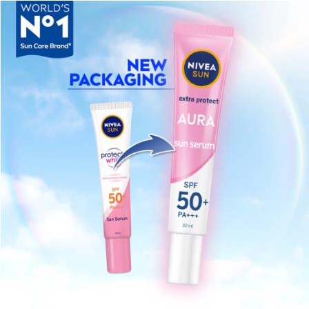 ^ KYRA ^ Nivea Sun Serum Sunscreen Wajah Aura Oil Control - SPF 50+ PA+++