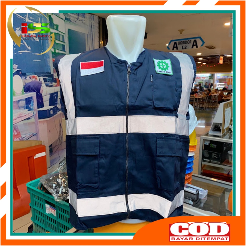 Rompi Safety Kerja Bahan Drill / Rompi Safety Proyek / Safety Vest K3