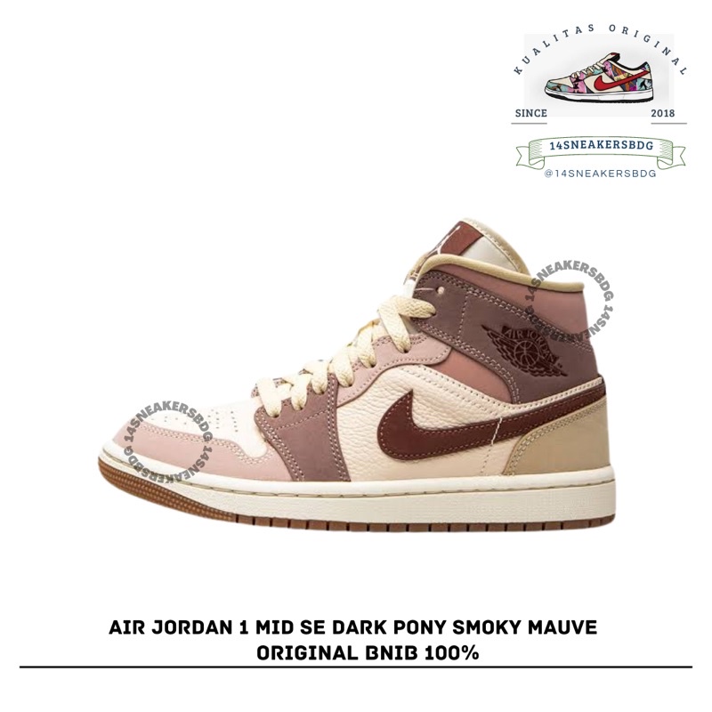 Sepatu Air Jordan 1 Mid SE Dark Pony Smoky Mauve BNIB “ UNISEX “