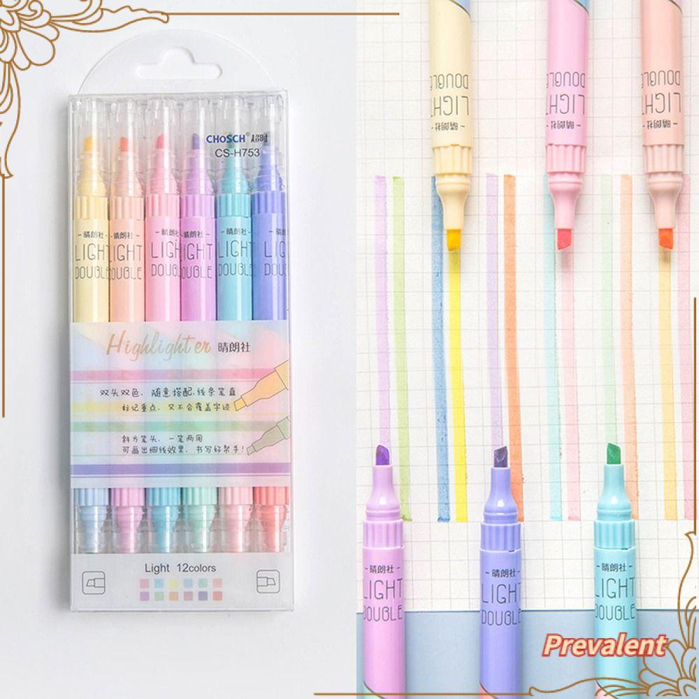 Preva 6PCS/Set Stabilo Pen Set Good-looking Perlengkapan Kantor Sekolah Menggambar Double Color Graffiti Alat Tulis Color Pen