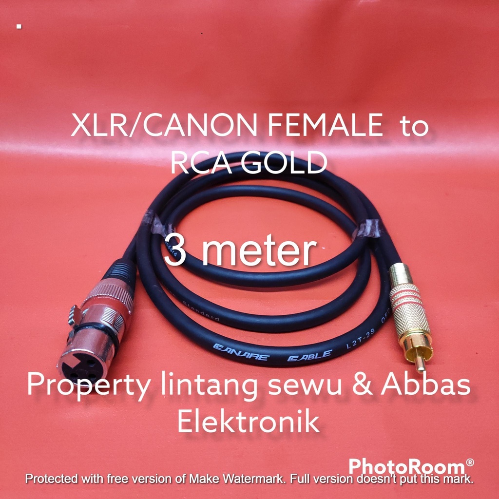 KABEL JEK RCA GOLD TO XLR CANON FEMALE 3 METER