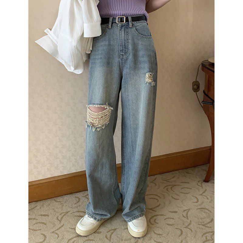 HZ Ripped Culottes Pants Celana Panjang Jeans Kulot Sobek Wanita Import Premium