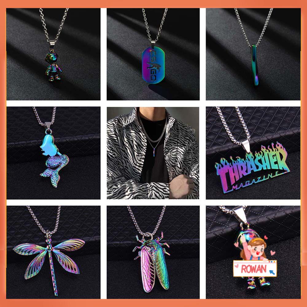 R-bunga Dipadamkan Kalung Warna-Warni Multi-Lapisan Memakai Paduan Rantai Capung Perhiasan Menarik Kolom Spiral Mermaid Pendant Cicada Pendant Necklaces