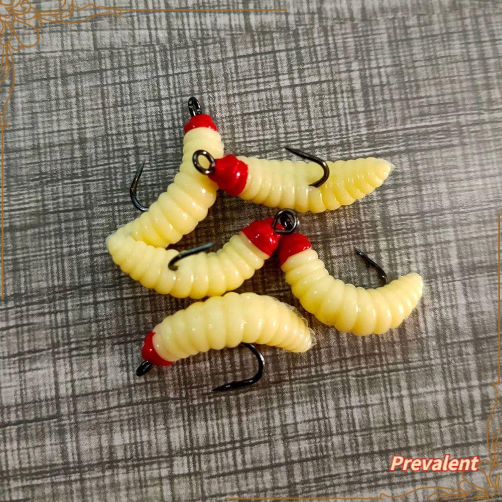 Preva 10pcs Umpan Cacing Tanah Lifelike Excellent Toughness10# Hook 4cm Bentuk Belatung Tackle