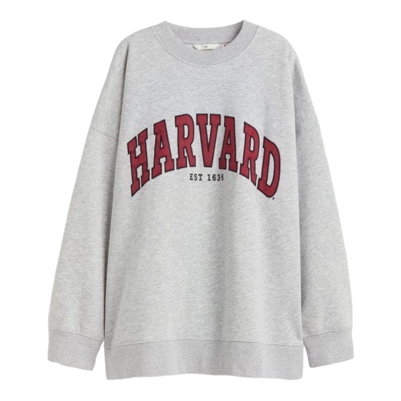 ( 8.8 ) Crewneck Sweatshirt H&amp;M Unisex Sablon Harvard, Flecee Katun Lembut Tebal, Free Papperbag