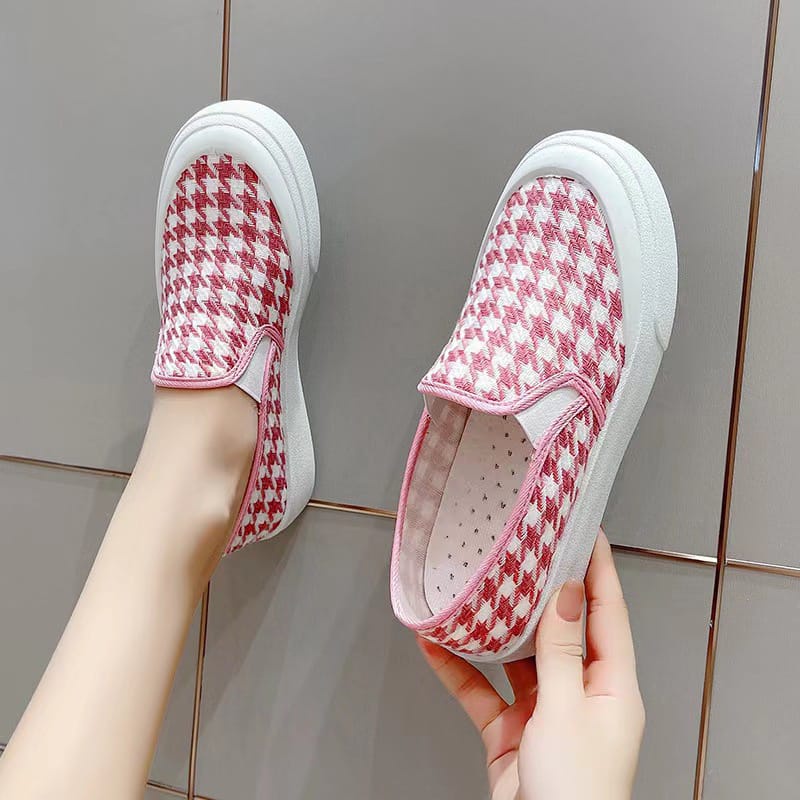 ☀ Sunly ☀ SP032 (Tanpa Kotak) Sepatu Sneakers Wanita Motif Kotak Kotak Warna Cute Sporty Model Korea Fashion Casual Sport Olahraga