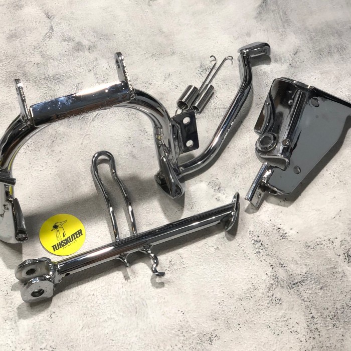 <<<<<] Standar set samping & tengah Chrome Original Vespa Matic Vespa S LX