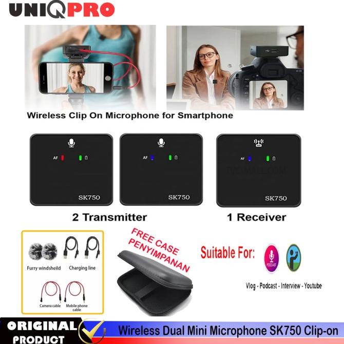 Microphone Mic Clip On Wireless Camera Hp Uniqcam Sk750 Mikrofon Dual