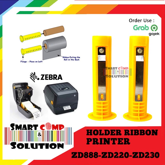 Holder Roller Spindle Ribbon 300 meter Core 1 Inch Printer Barcode Zebra GT820 / ZD230 / ZD220/ ZD888