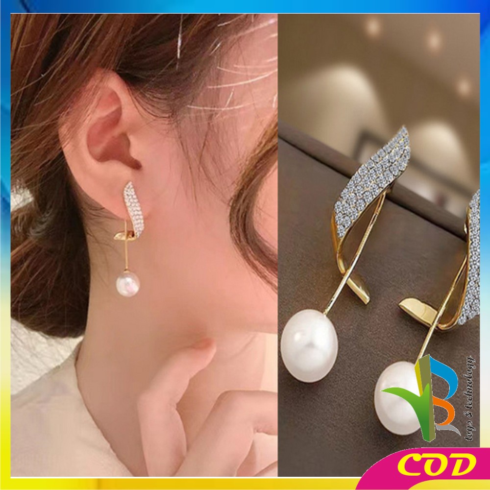 RB-K119 Anting Mutiara Gaya Korea Motif Pita Aksesoris Fashion Wanita / Anting Rumbai Panjang Elegant Earrings Butterfly Women