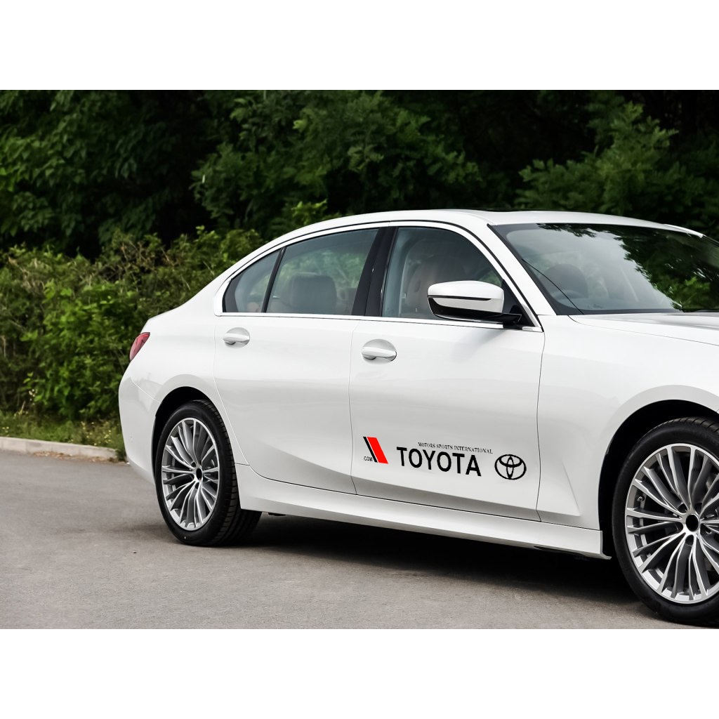 2pcs Stiker Pintu Mobil Side Body Sticker Decals Vinyl Exclusive Badge Untuk Toyota VIos Yaris Corolla Cross Veloz CHR Avanza Fortuner Rush Innova raize<Unk> Rav4 GR Gazoo Racing GR Sport