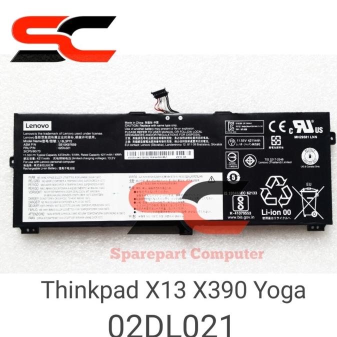 Baterai Battery Batrai Lenovo Thinkpad X390 Yoga 20NQ i7 SB10K97659