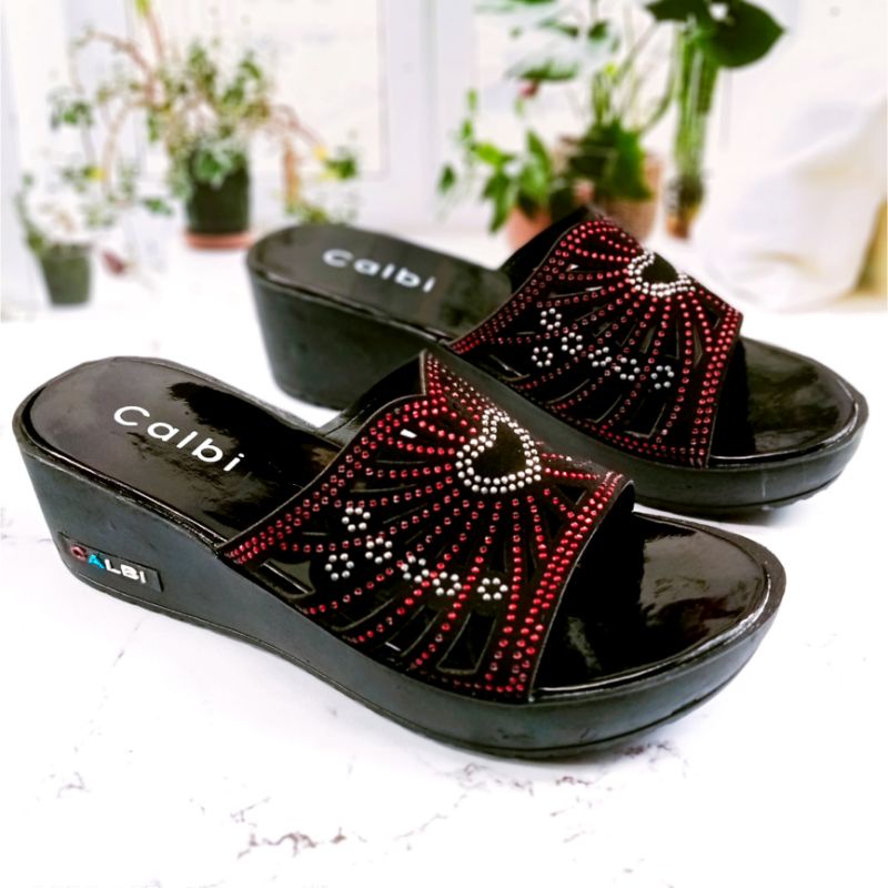 Sandal Wanita Calbi Model Terbaru 2022/Sandal Wedges Wanita Model Korean Style Terlaris