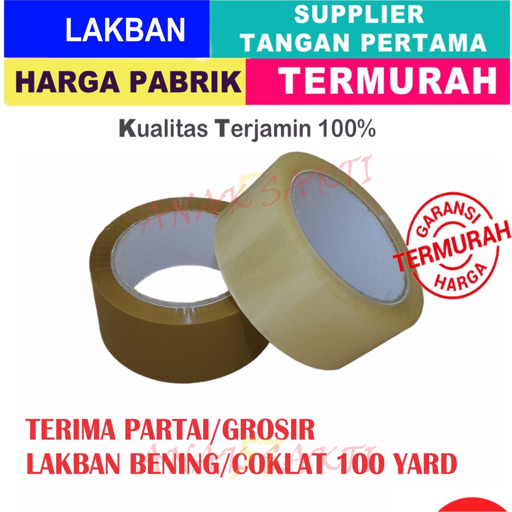 LAKBAN BENING COKLAT 45MM X 100 YARD / LAKBAN CLEAR 45 MM X 100YARD KUALITAS DAIMARU