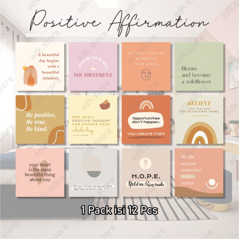 

12 pcs Possitive affirmation post card (10x10cm)