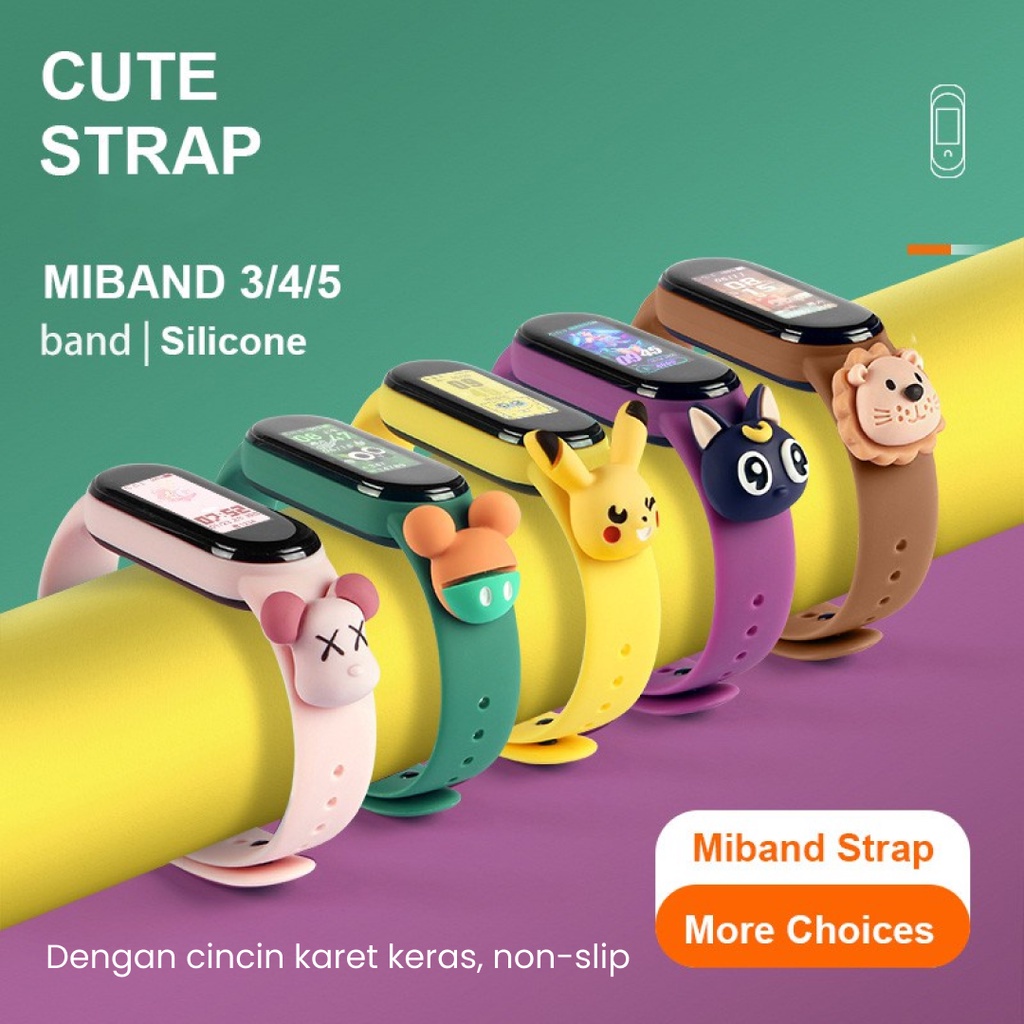 Strap Jam Tangan Xiaomi Mi Band 3/4/5/6 Boneka Kartun 3D Xiaomi Band Strap