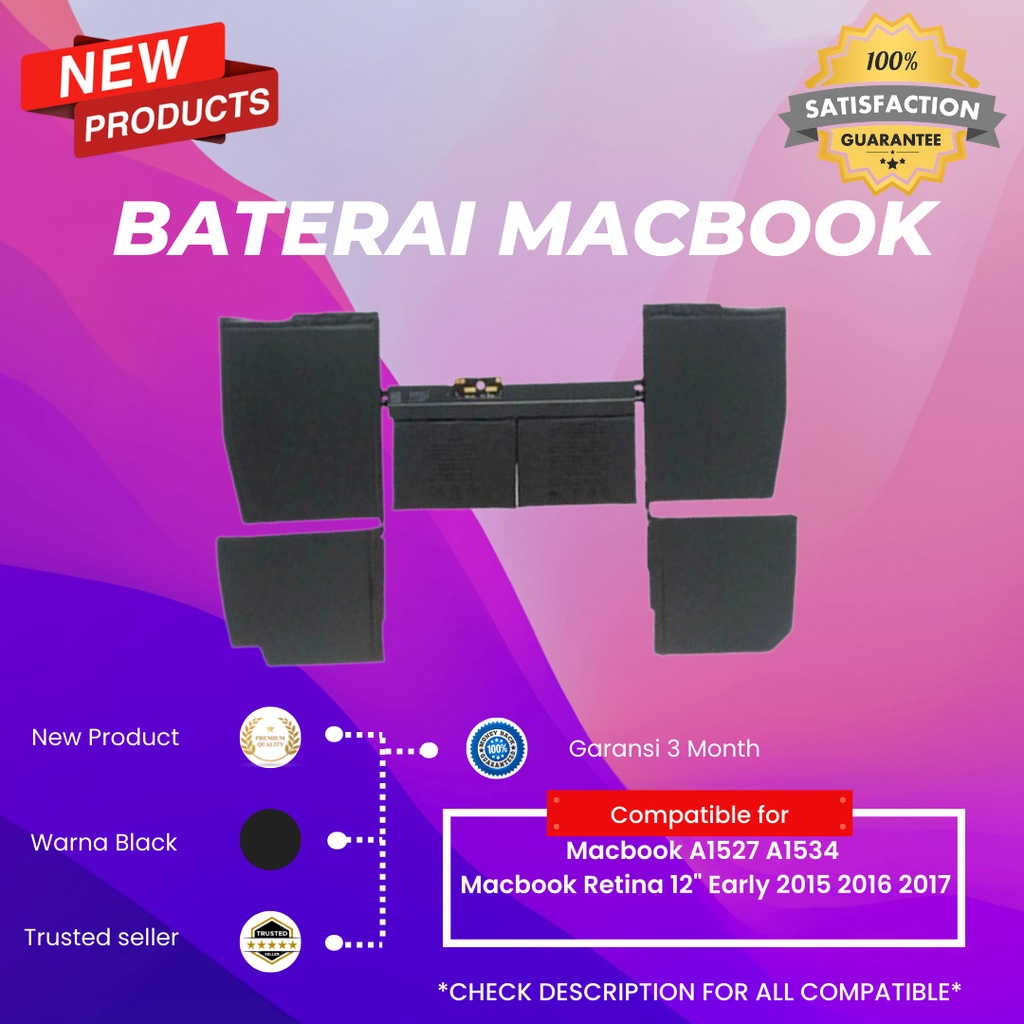 BATERAI APPLE MACBOOK PRO RETINA 12Inch A1527 A1534 2015