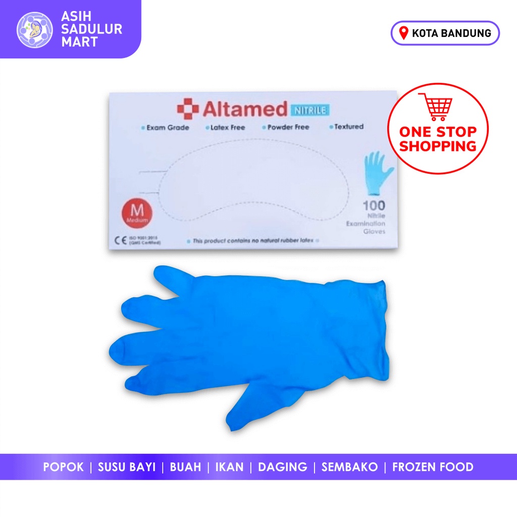 Altamed Sarung Tangan Medis Biru 1 Pasang / 1 Dus (50 Pasang)