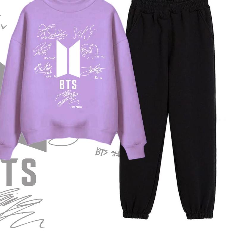 Awas KW CLSTORE Baju Setelan Wanita Murah / Setelan Sweater + Jogger Hitam - BTS.Signature [NJS]