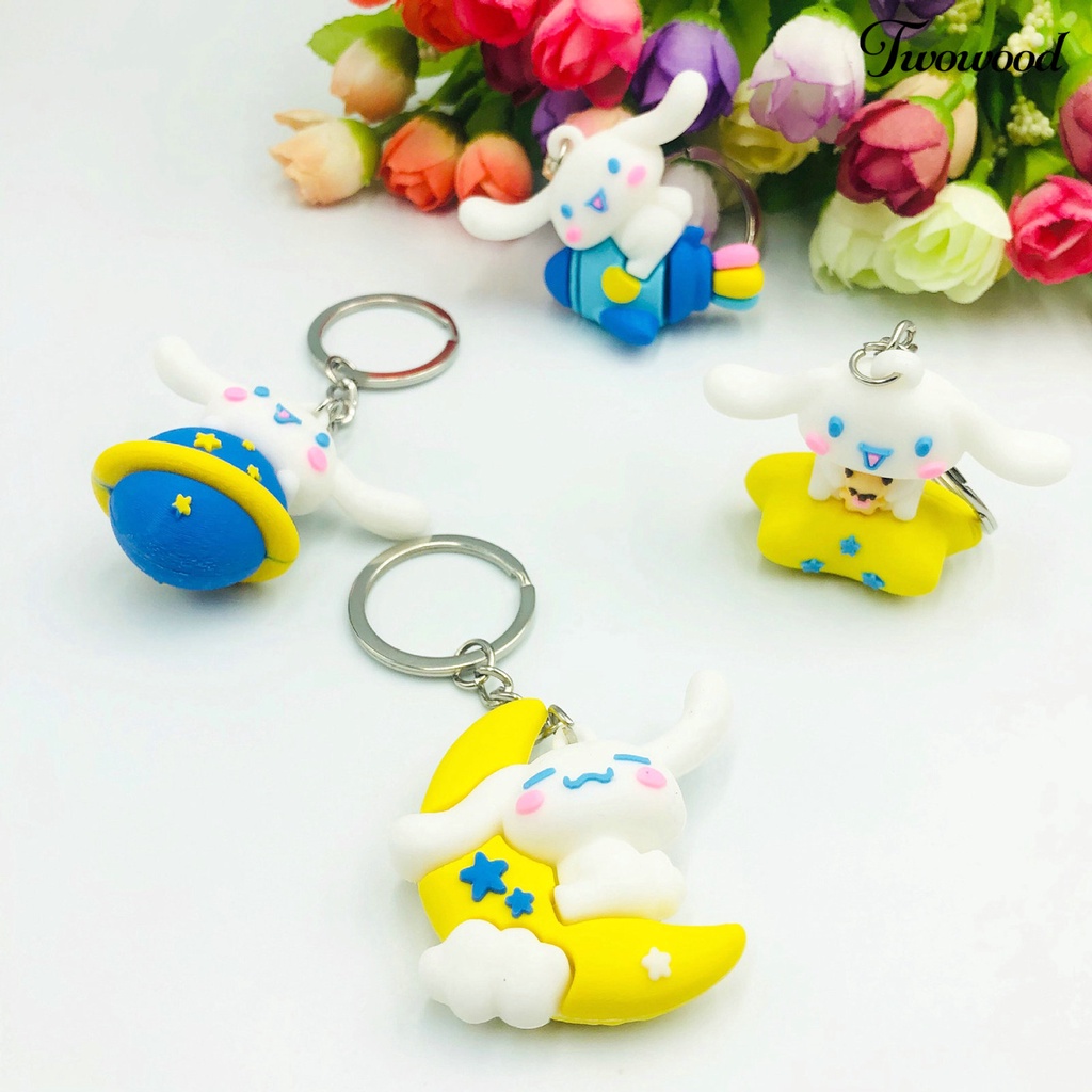 Twowood Rabbit Gantungan Kunci Serbaguna Bentuk Kartun Hewan Tiga Dimensi Realistis Look Hias Hadiah 3D Bunny Key Ring Pendant Wanita Pria Perhiasan Untuk Handbag