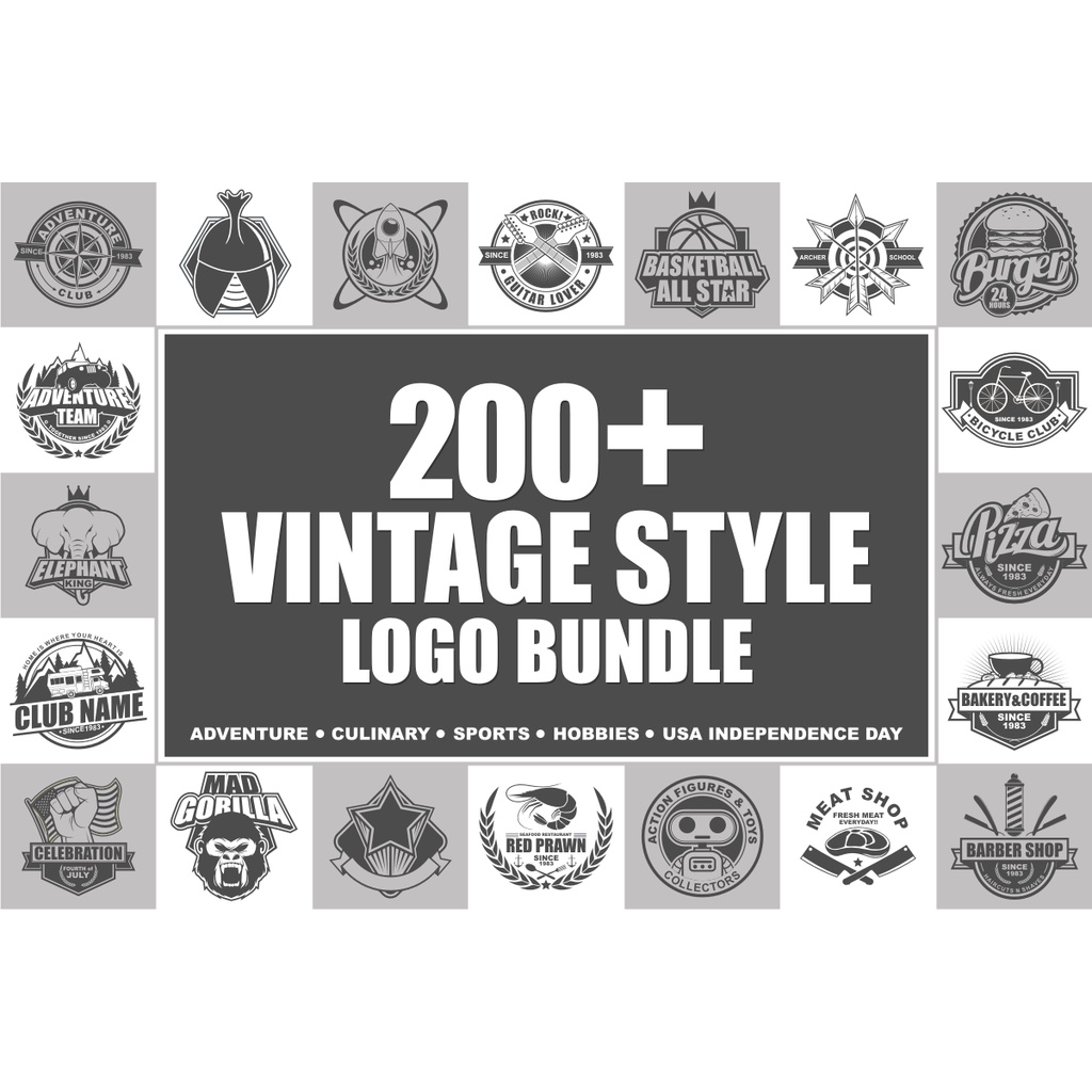 200+ Vintage Style Logo Bundle