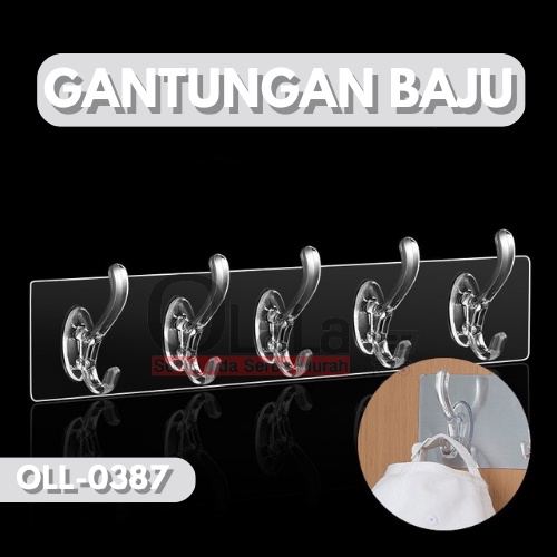 ( OJE ) GANTUNGAN BAJU TANPA PAKU 5 HOOK TEMPEL CANTOLAN HOOK TM-0387