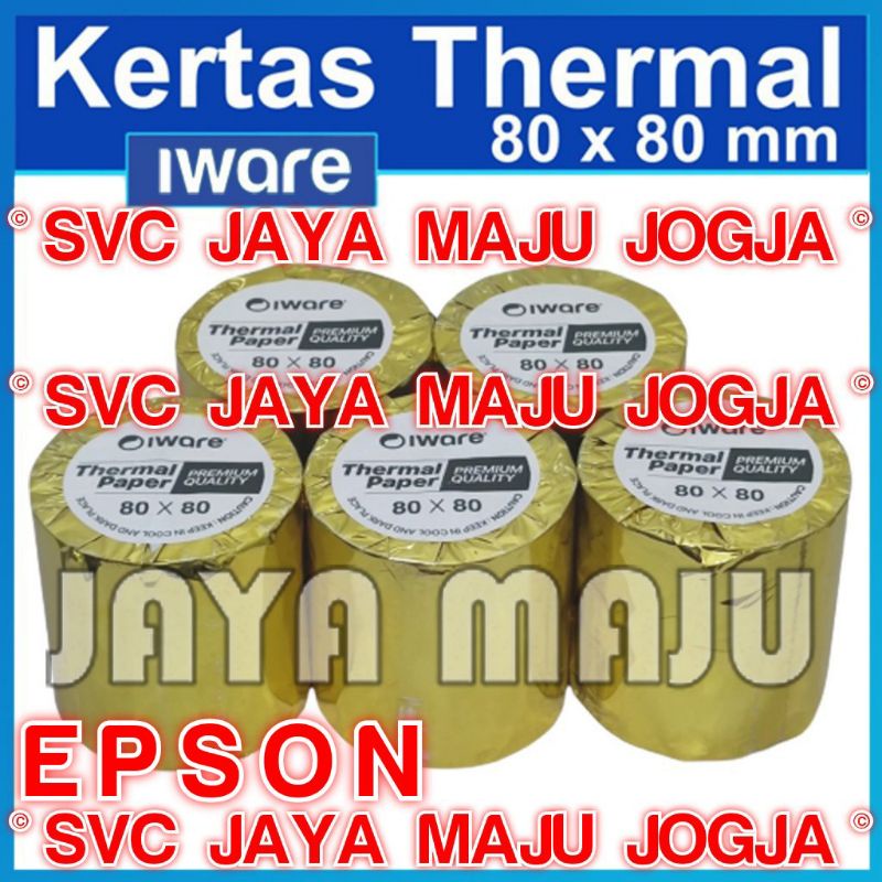 

[ EPSON ] 80 X 80 IWARE - KERTAS THERMAL / PAPER ROLL || KERTAS EDC ATM - ANTRIAN - STRUK KASIR APOTEK / CAFE RESTO / PULSA TOKEN LISTRIK / TOKO - DIRECT THERMAL ( TANPA RIBBON ) || T81 T82 T82II T82X T82III T83III T88 T88 VI T88VII - 80X80