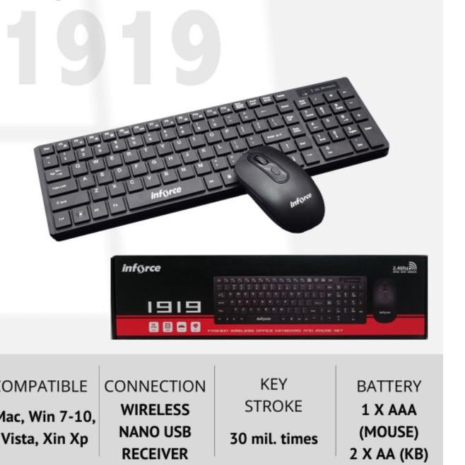 Langsung Atc KEYBOARD MOUSE WIRELESS INFORCE 1919, KEYBOARD MOUSE WIRELESS BANDA W200 / BANDA WIRELE