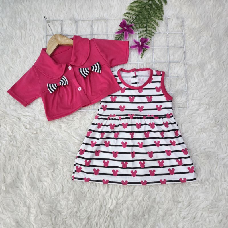 baju bayi perempuan dress + rompi jsb8