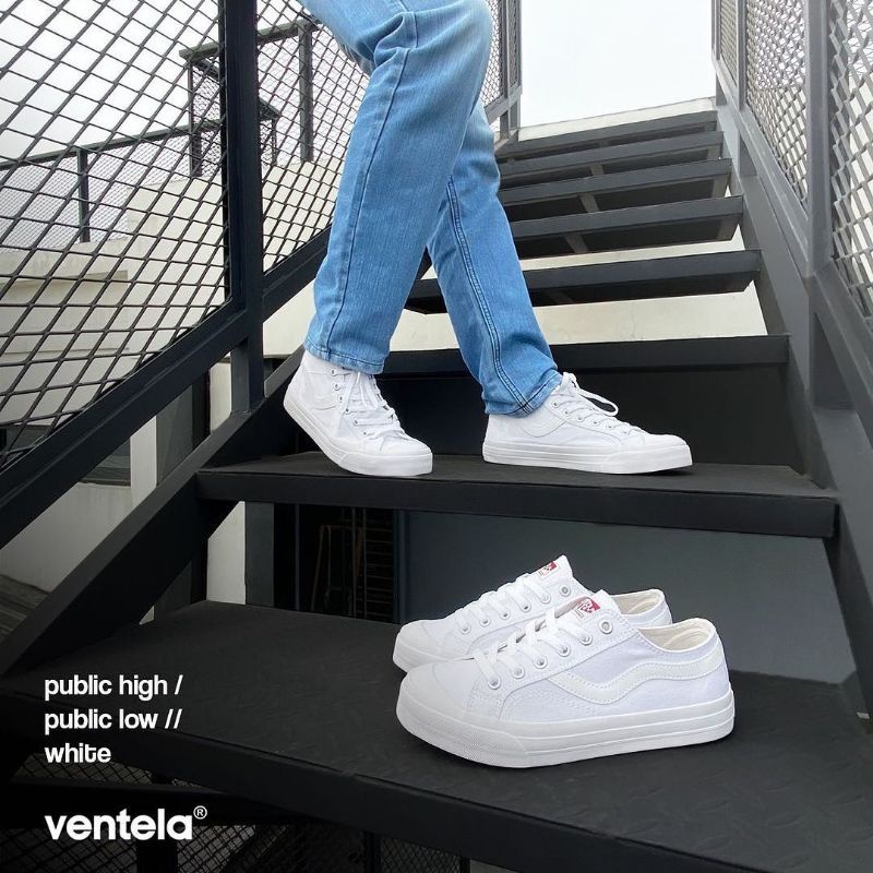 Sepatu Ventela Public Low White AllWhite | ORIGINAL VENTELA SHOES | Sneakers Wanita Sepatu Warna Put