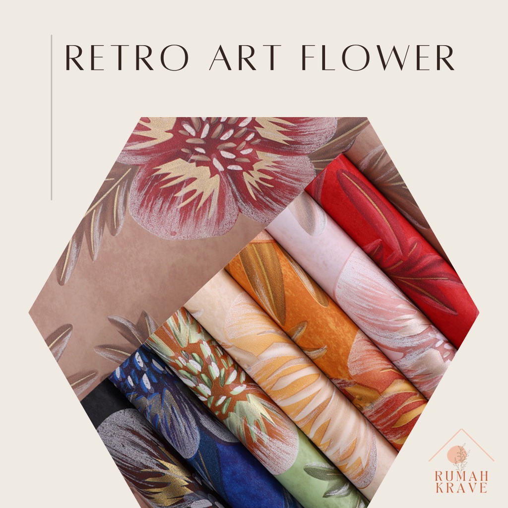 

RUMAH KRAVE - Retro Art Flower Wrapping Paper Kertas Bunga Buket Kado