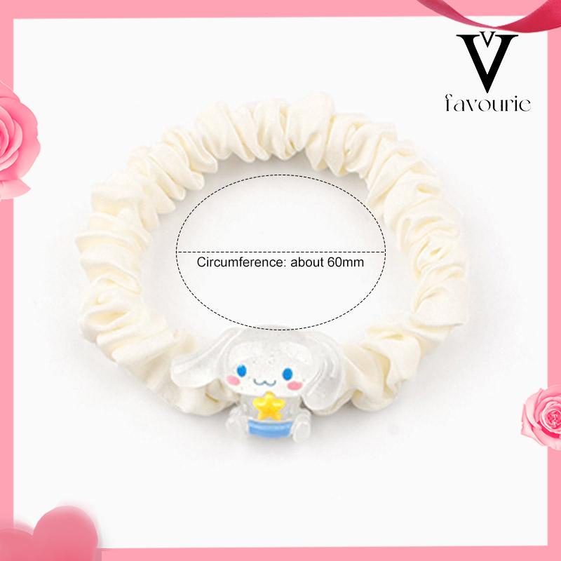 CODKartun Cinnamoroll Dog Lipit Cincin Rambut Gadis Manis Lucu Tali Rambut Karet Gelang Karet-FA