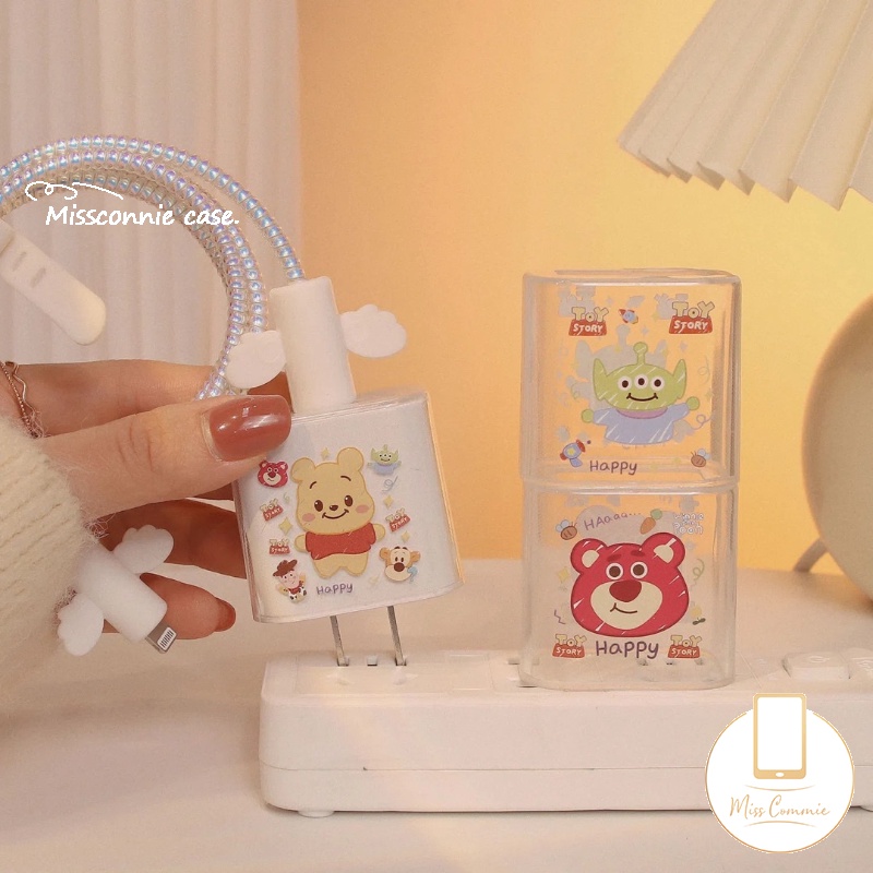 5in1 Kartun Shin-chan Chibi Maruko Cute Winnie Charger Plug Cover Kabel USB Spring Line Wrap Pelindung Kabel Data Line Cord Organize Winding Wire Tie Soft TPU Cover Untuk Android Type-C