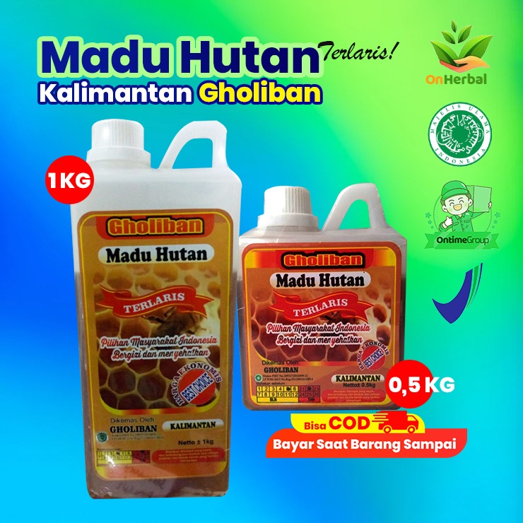 

Madu KLM Kalimantan Gholiban 1 kg / 1kg Original Botol Timbul Huruf Gholiban